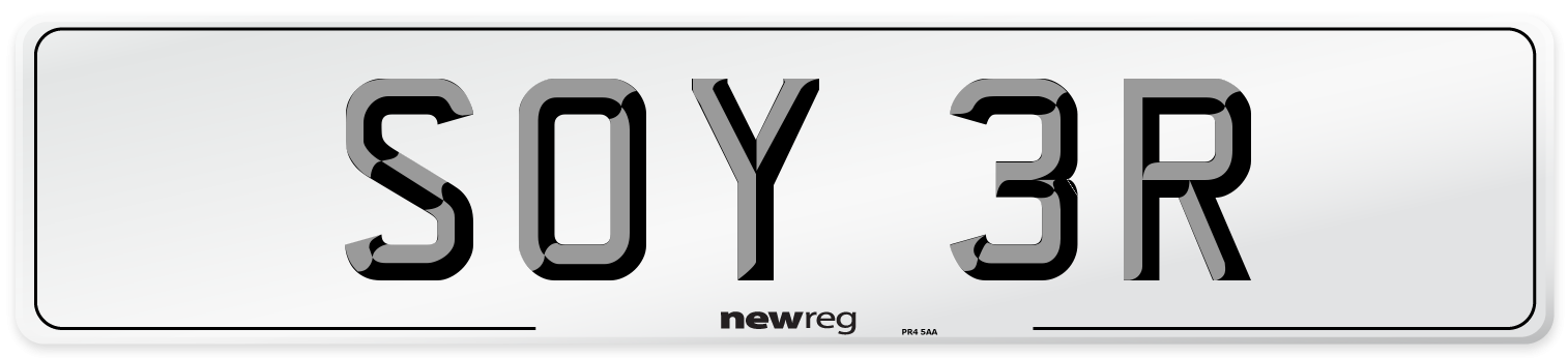 SOY 3R Number Plate from New Reg